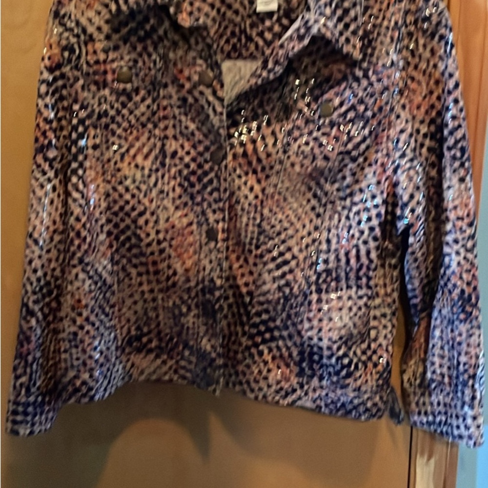 Liquid metallic animal print sequin jacket